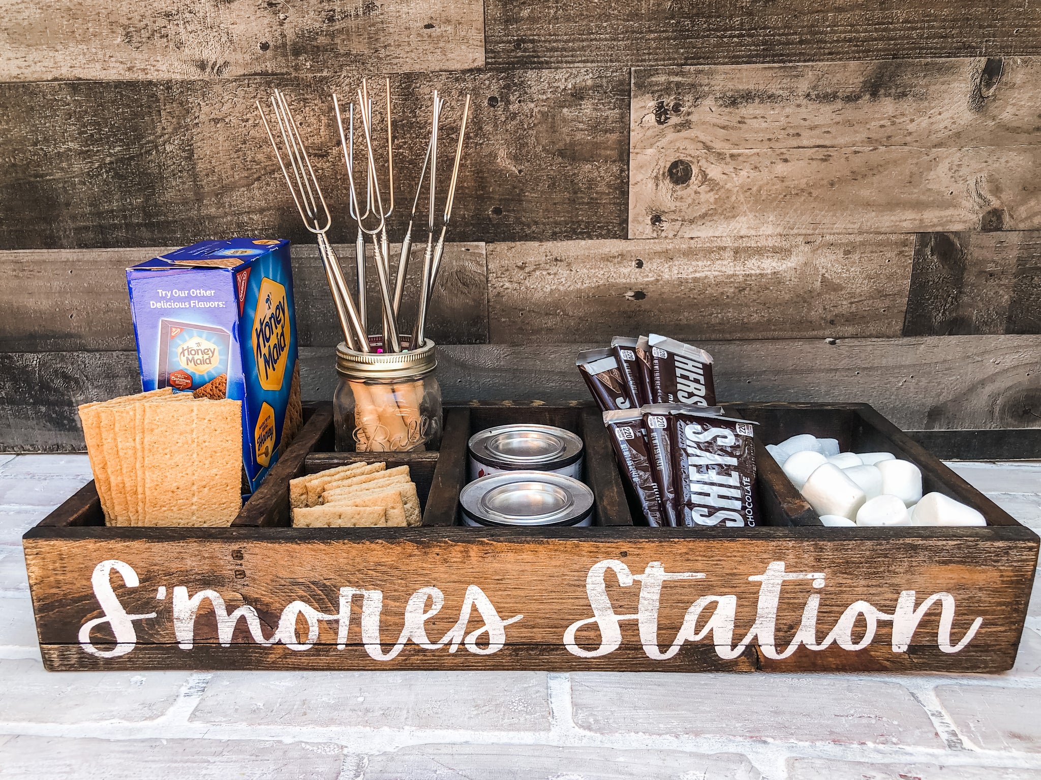 S Mores Station Rustic Serving Tray