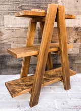 Load image into Gallery viewer, Farmhouse Collapsible Tiered Tray Ladder Display - Rustic Shelf
