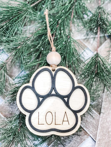 Pet Paw Print Keepsake Christmas Ornament - Personalized