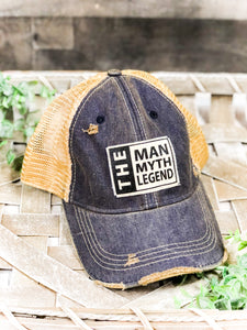 The Man The Myth The Legend Distressed Trucker Hat - Baseball Cap