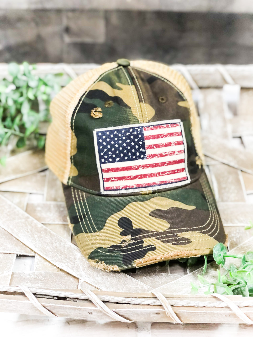 American Flag USA Distressed Trucker Hat - Baseball Cap