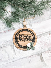 Load image into Gallery viewer, Farmhouse Initial Christmas Ornament - Merry Christmas
