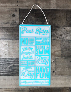 Pool Rules Acrylic Sign - Outdoor Decor
