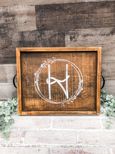 Monogram Farmhouse Tray - Centerpiece - Personalized Gift