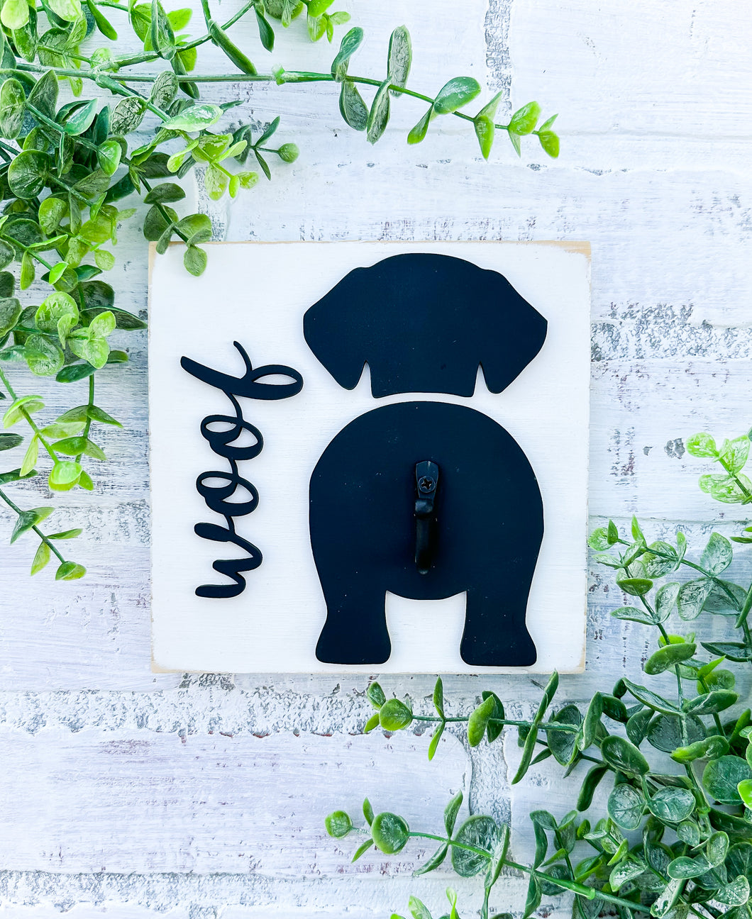 Dog Breed Silhouette Leash Holder Sign