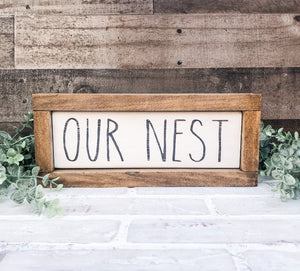 Our Nest - Blessed - Flippy Sign - Farmhouse Shelf Sitter - Housewarming Gift