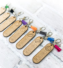 Load image into Gallery viewer, Dad/Mom Wood Sports Tassel Keychain - Personalized Gift
