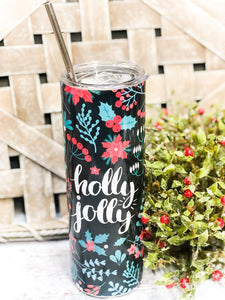 Holly Jolly 20oz Travel Tumbler Cup