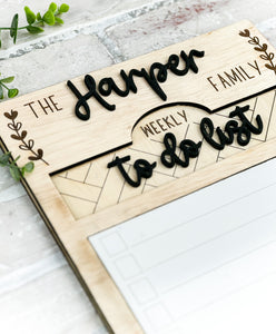 Personalized Marker Board Weekly Menu or To Do List - Kitchen Decor - Organization