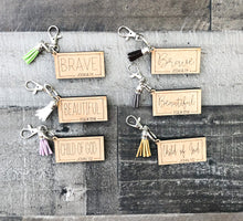 Load image into Gallery viewer, God&#39;s Promises Tassel Keychain - Wood Keychains - Gift - Inspirational
