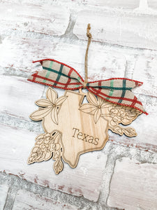 Floral State Christmas Ornament - Housewarming Gift