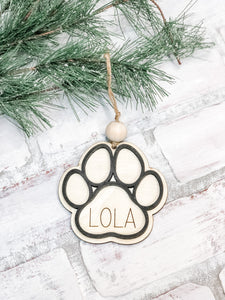 Pet Paw Print Keepsake Christmas Ornament - Personalized