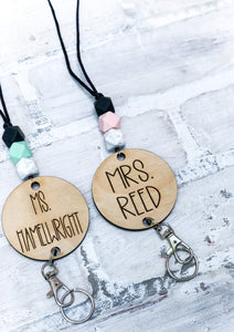 Personalized Wood Lanyard - Teacher Gift - Accessory